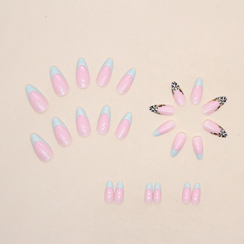 Wholesale Lake Green French Leopard Resin Nail Stickers